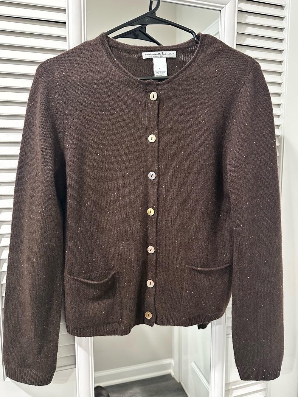 Marina Luna Dark Brown Button-Front Cardigan